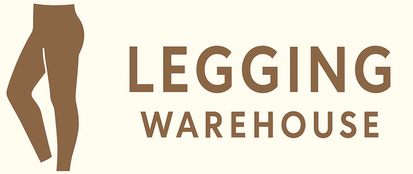 Logo of Legging Warehouse with a silhouette of leggings on a beige background
