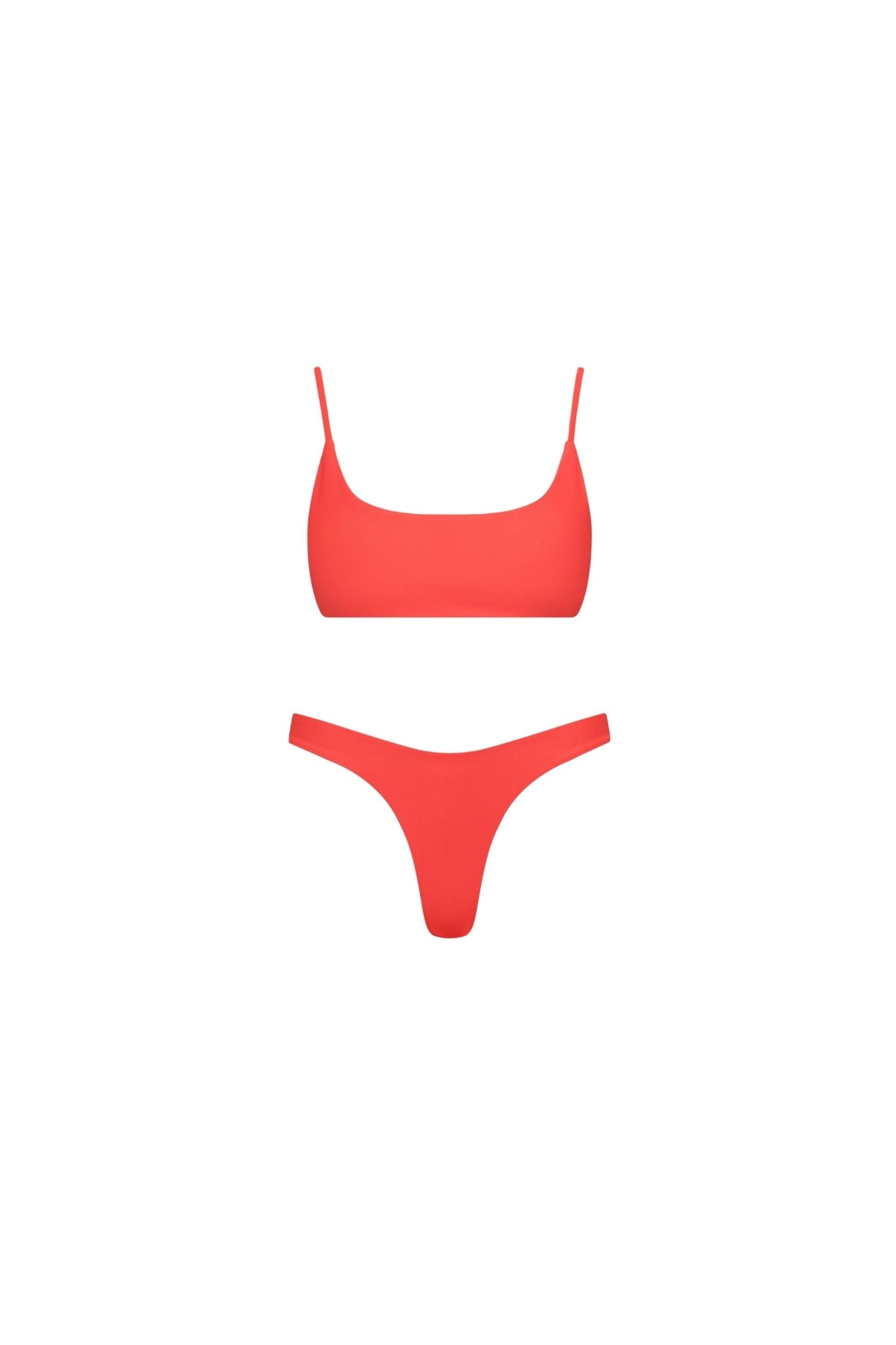 Malibu Bralette String Tie Bikini Set Red