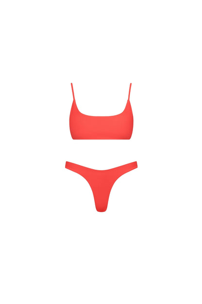 Malibu Bralette String Tie Bikini Set Red
