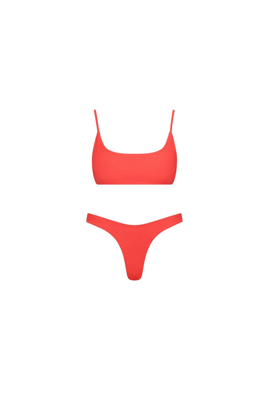 Malibu Bralette String Tie Bikini Set Red